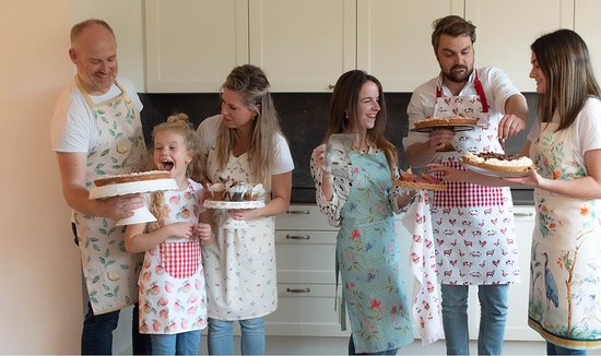Clayre & Eef Keukenschort 70*85 cm Beige Geel Katoen Citroenen BBQ Schort Cadeau voor haar Kookschort