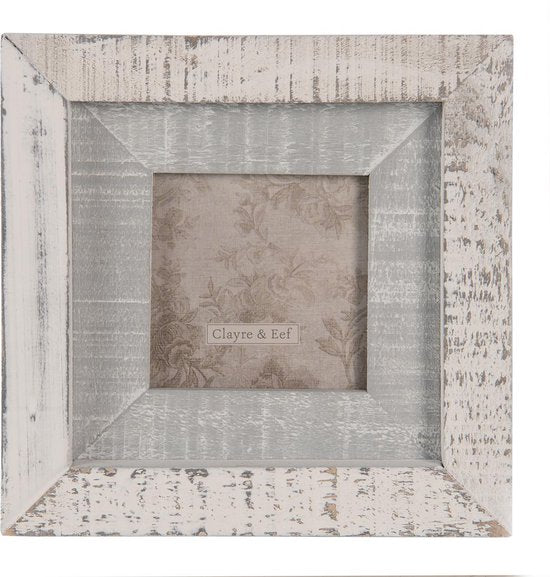 Clayre & Eef Fotolijst 15*2*15 cm / 7*7 cm Grijs MDF Glas Rechthoek Fotokader Wissellijst Foto Frame