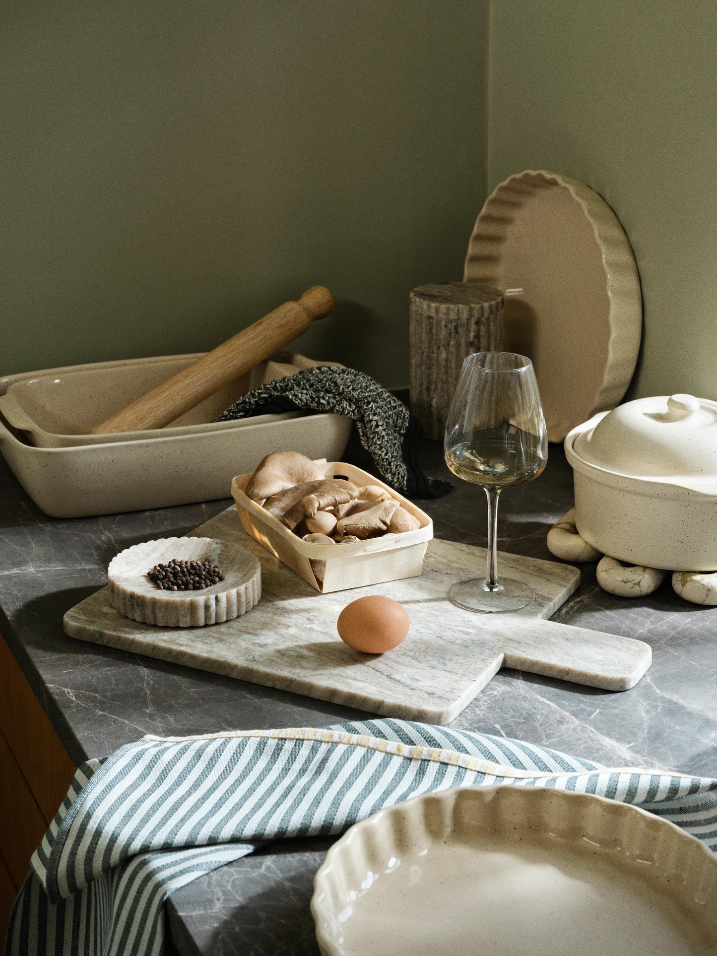 Broste Copenhagen Vig Ovenschaal Beige - 25,5 x 16,7 cm - Steengoed