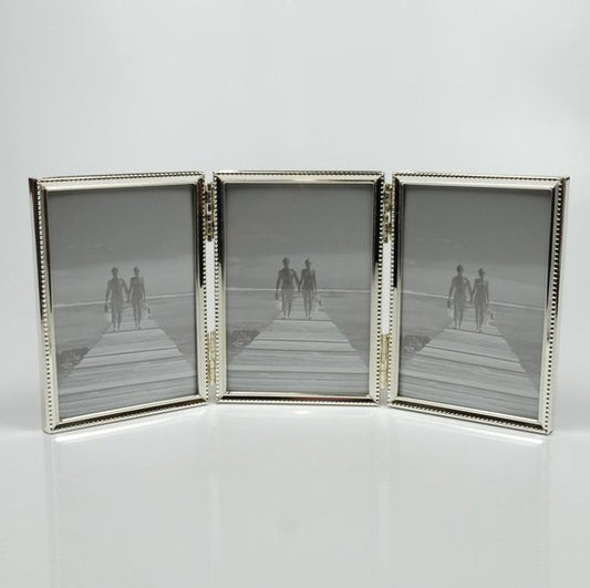 Fotolijst Zilver smal Parel 3-luik 10 x 15 cm