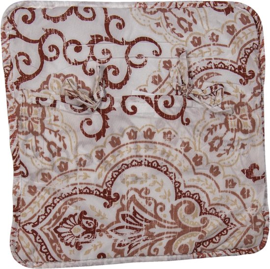 Clayre & Eef Kussenhoes 40*40 cm Wit Polyester Vierkant Krullen Sierkussenhoes Kussen hoes