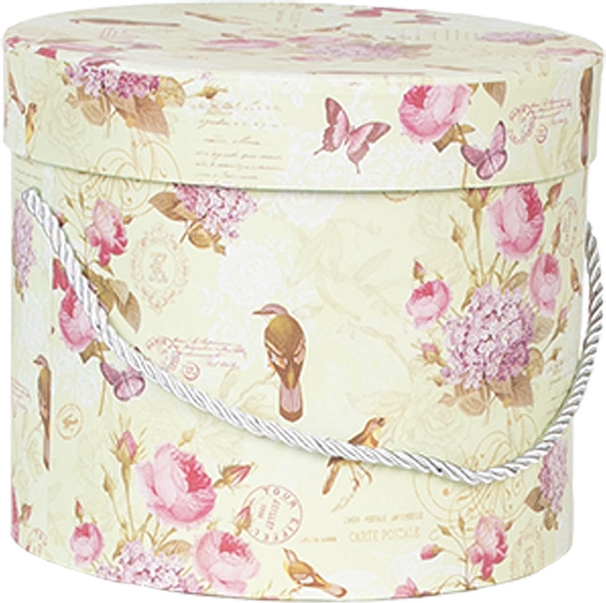 Clayre & Eef Opbergdoos Set van 3 23x20 / Ø 20x17 / Ø 17x14 cm Groen Karton Bloemen