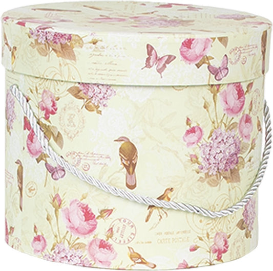 Clayre & Eef Opbergdoos Set van 3 23x20 / Ø 20x17 / Ø 17x14 cm Groen Karton Bloemen