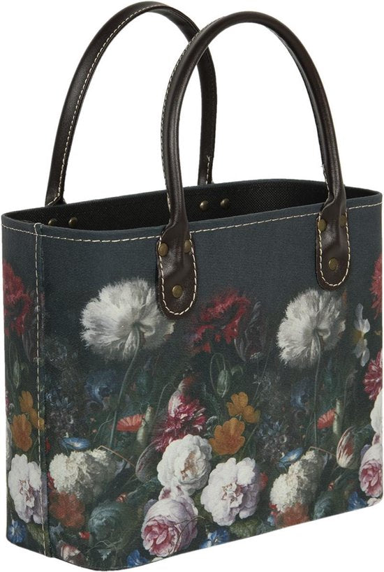 Clayre & Eef Handtas Dames 26*12*26/35 cm Meerkleurig Papier Rechthoek Bloemen Tas Damestas