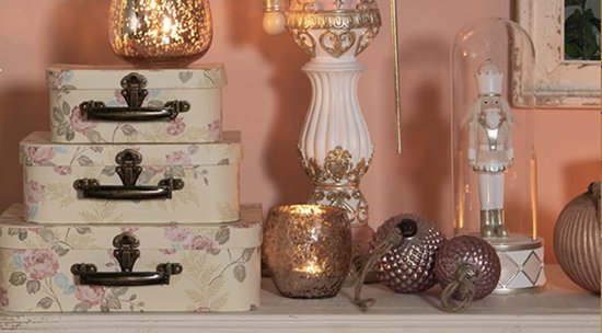 Clayre & Eef Decoratie koffer Set van 3 30*21*9 cm Meerkleurig Karton Rechthoek Bloemen Opbergkoffer Koffer