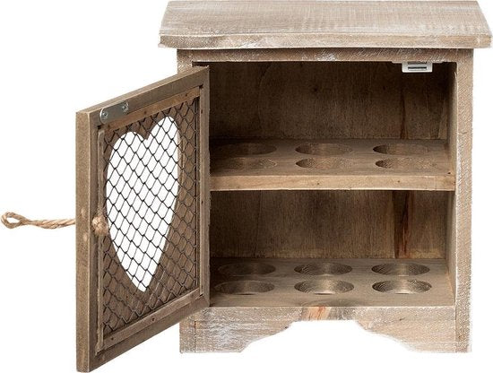 Clayre & Eef Eierkastje 19*14*19 cm Bruin Hout Hartje Eierhouder