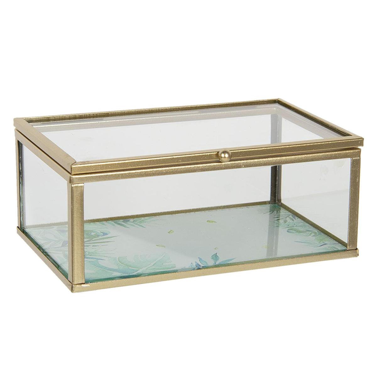 Clayre & Eef Sieradendoos 14x8x6 cm Glas Rechthoek Juwelendoos Sieraden box Sieradenkist
