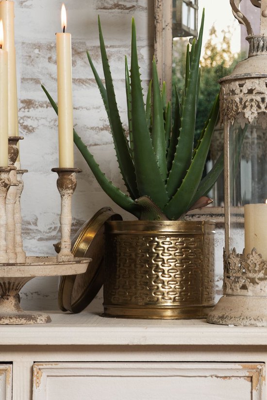 Clayre & Eef Decoratief Opbergdoosje Ø 15*18 cm Koperkleurig Ijzer Rond Opbergbox
