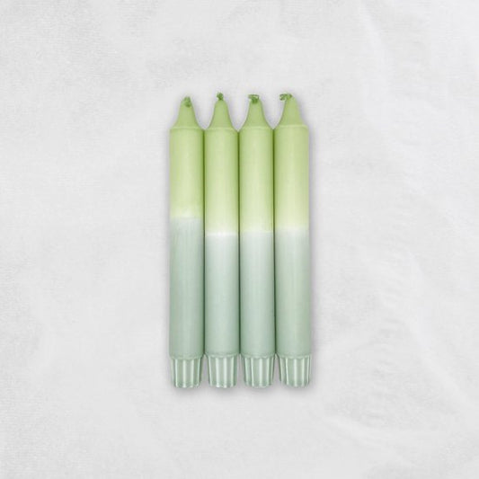 MingMing - Pistache x Eucalyptus - Dip Dye Kaarsen - set van 4 - handgemaakte kaarsen - dinerkaarsen
