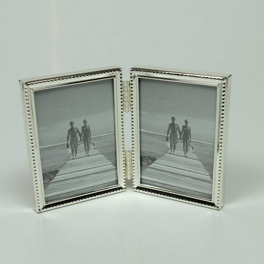 AL-verzilverde fotolijst parel 2-luik 10x15 cm