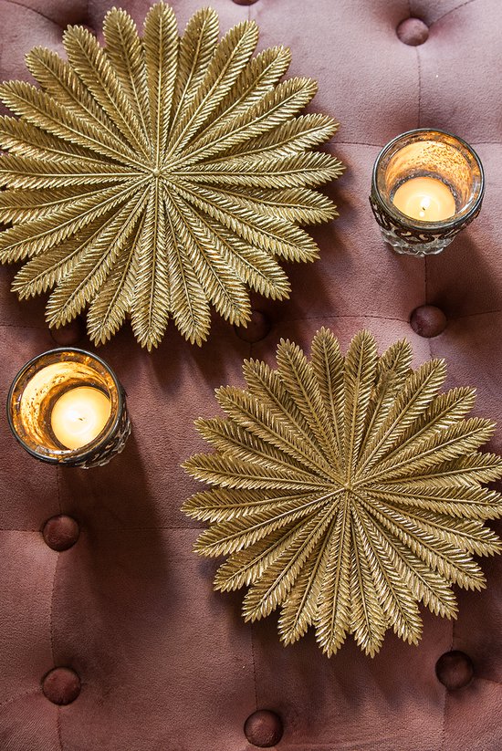 Clayre & Eef Decoratie schaal Ø 20*2 cm Goudkleurig Kunststof Rond Takken