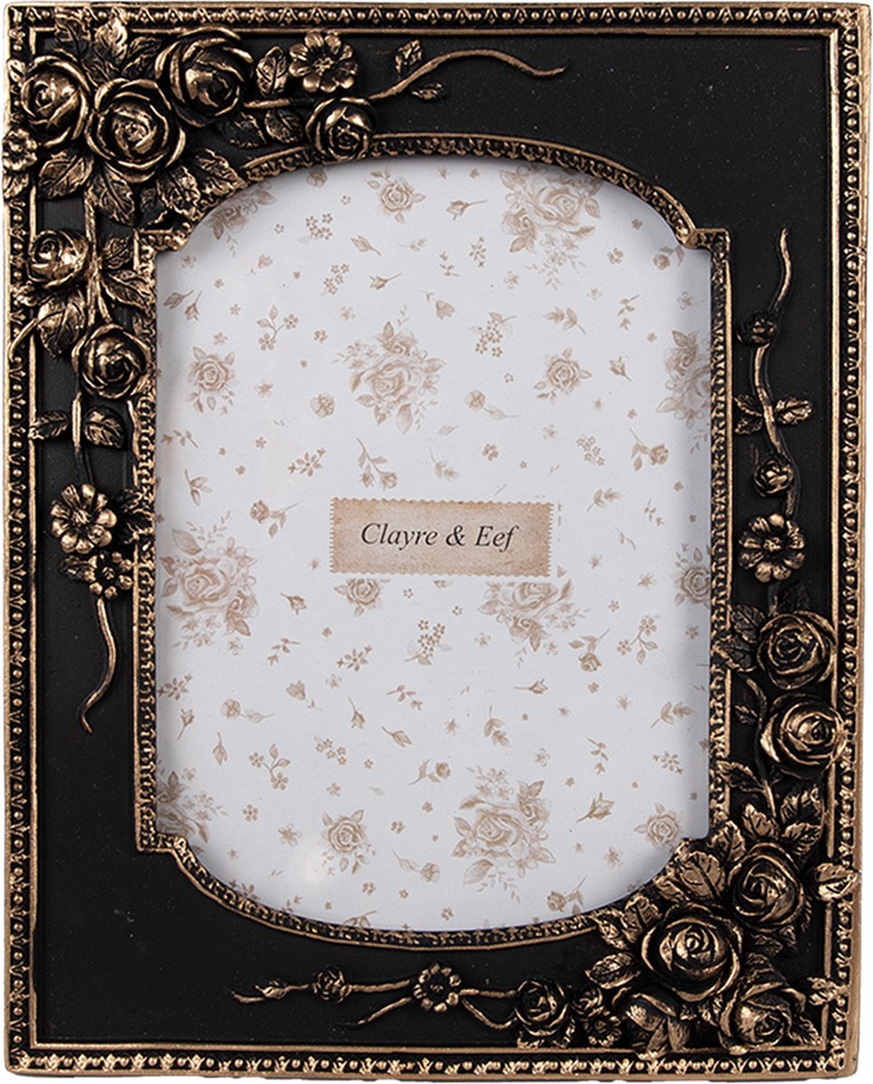 Clayre & Eef Fotolijst 13x18 cm Zwart Kunststof Glas Fotokader