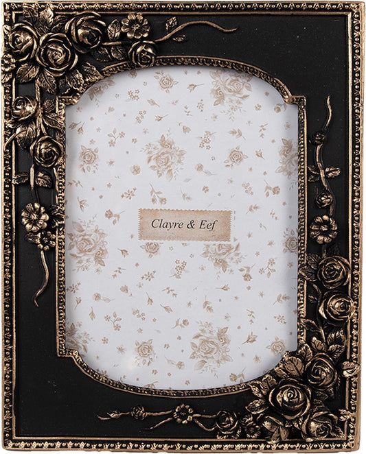 Clayre & Eef Fotolijst 13x18 cm Zwart Kunststof Glas Fotokader