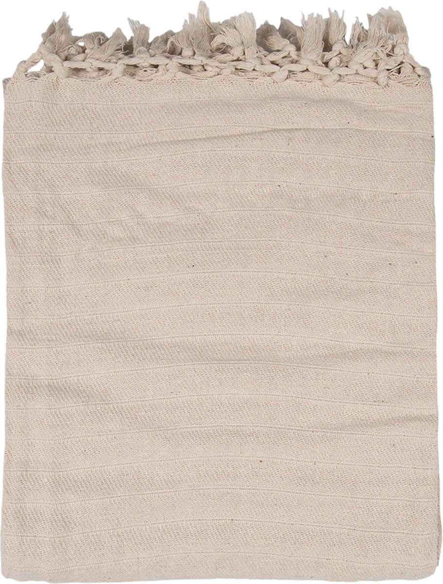 Clayre & Eef Plaid 125x150 cm Beige Katoen Strepen Deken