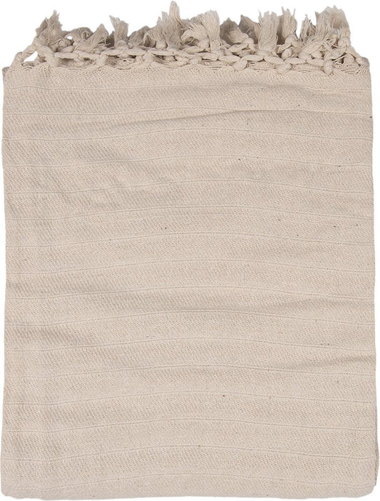 Clayre & Eef Plaid 125x150 cm Beige Katoen Strepen Deken