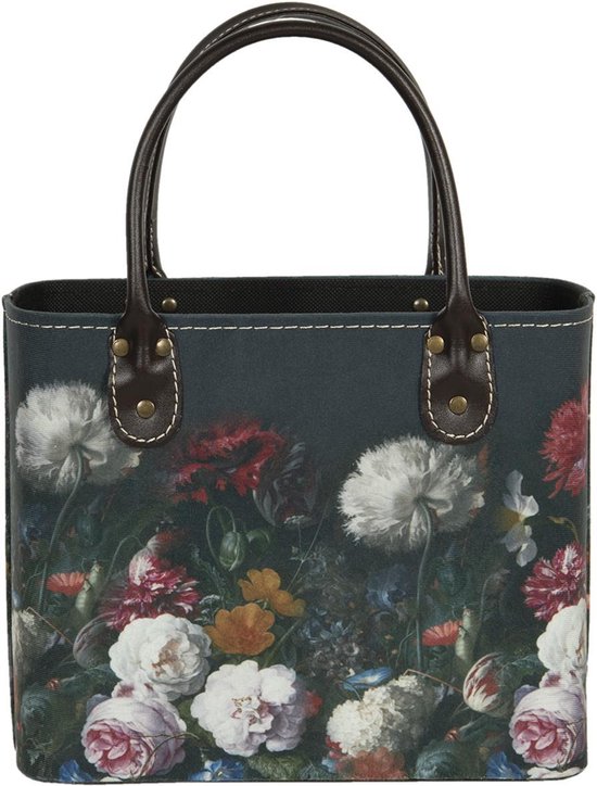 Clayre & Eef Handtas Dames 26*12*26/35 cm Meerkleurig Papier Rechthoek Bloemen Tas Damestas