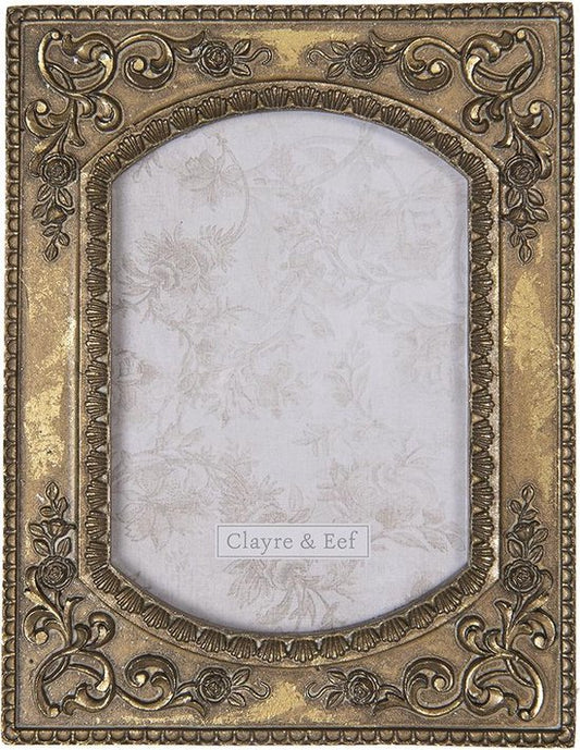 Clayre & Eef Fotolijst 15*1*20 cm / 10*15 cm Bruin Kunststof Glas Rechthoek Fotokader Wissellijst Foto Frame