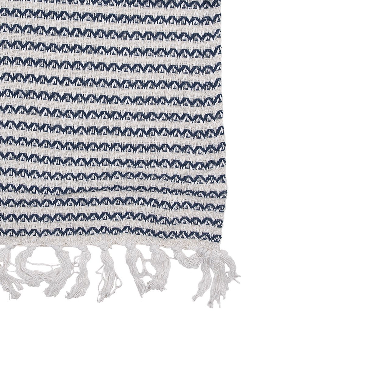 Clayre & Eef Plaid 125x150 cm Beige Blauw Katoen Zigzag Deken