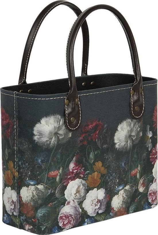 Clayre & Eef Handtas Dames 26*12*26/35 cm Meerkleurig Papier Rechthoek Bloemen Tas Damestas