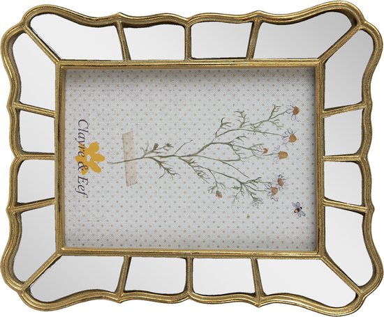 Clayre & Eef Fotolijst 13*18 cm Goudkleurig Kunststof Fotokader Wissellijst Foto Frame