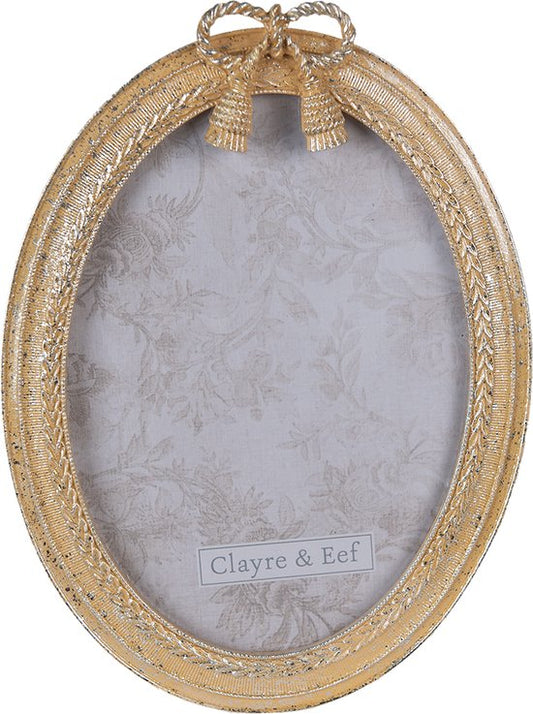 Clayre & Eef Fotolijst 13*18 cm Goudkleurig Kunststof Ovaal Fotokader Wissellijst Foto Frame