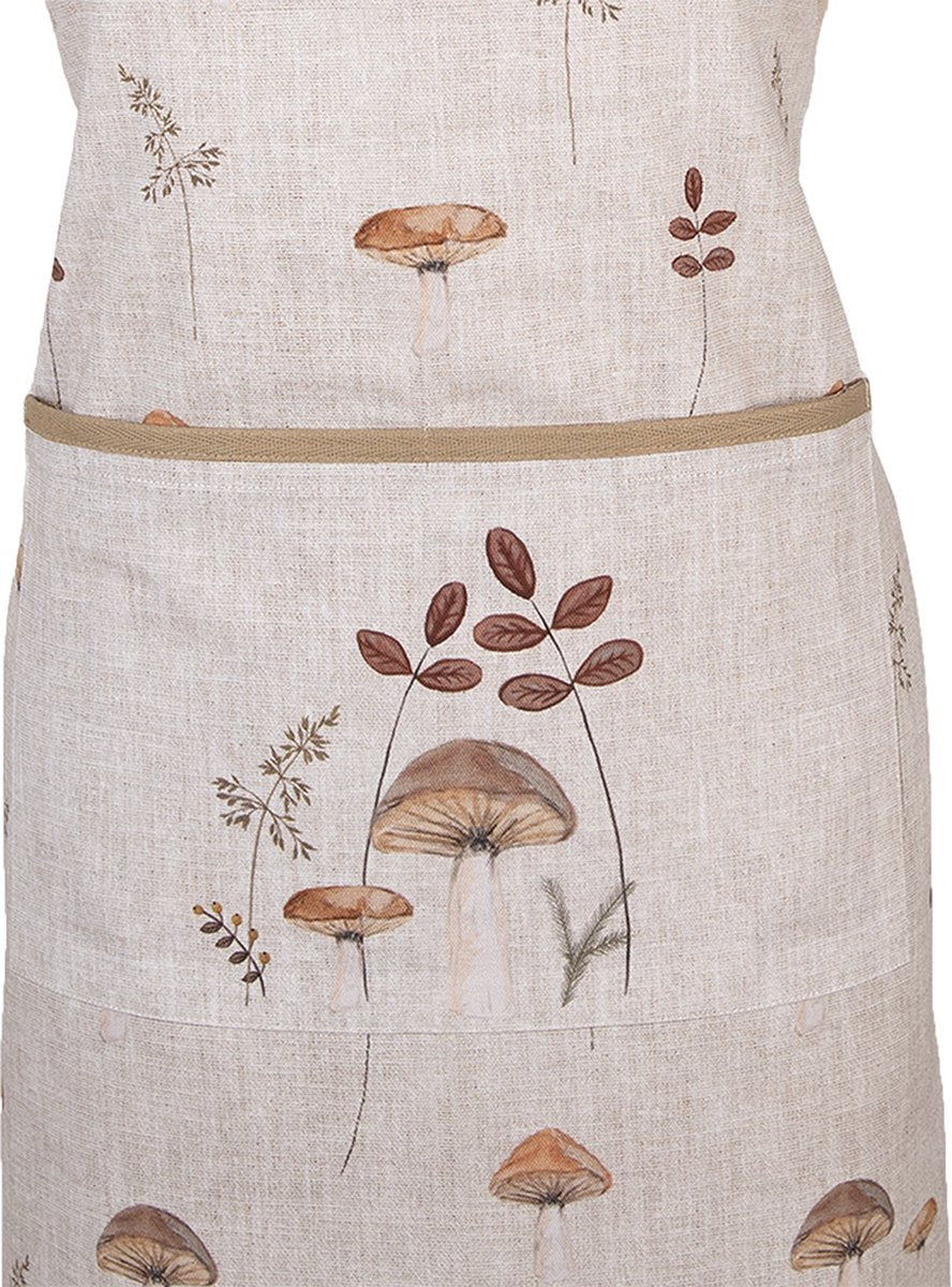 Clayre & Eef Keukenschort 70x85 cm Beige Katoen Paddenstoelen