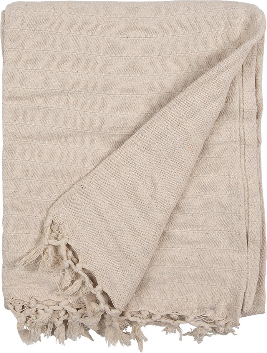 Clayre & Eef Plaid 125x150 cm Beige Katoen Strepen Deken