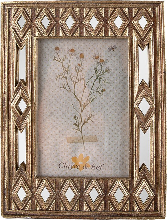 Clayre & Eef Fotolijst 10x15 cm Goudkleurig Kunststof Glas Fotokader Wissellijst Foto Frame