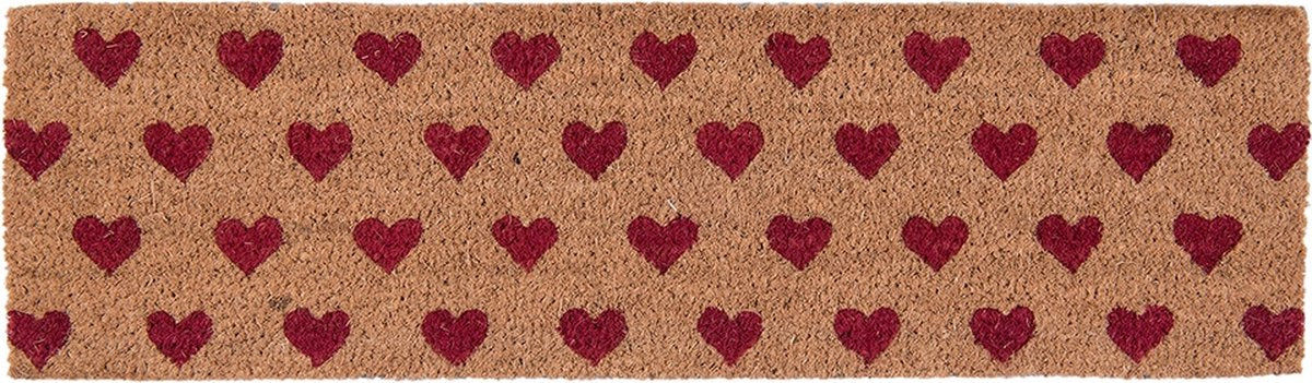 Clayre & Eef Deurmat 75x22 cm Rood Kokosvezel Rubber Rechthoek Hart Kokosmat Mat Schoonloopmat