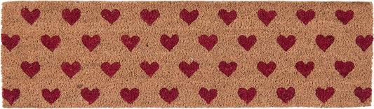 Clayre & Eef Deurmat 75x22 cm Rood Kokosvezel Rubber Rechthoek Hart Kokosmat Mat Schoonloopmat