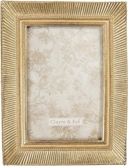 Clayre & Eef Fotolijst 15*2*20 cm / 10*15 cm Goudkleurig Kunststof Rechthoek Fotokader Wissellijst Foto Frame