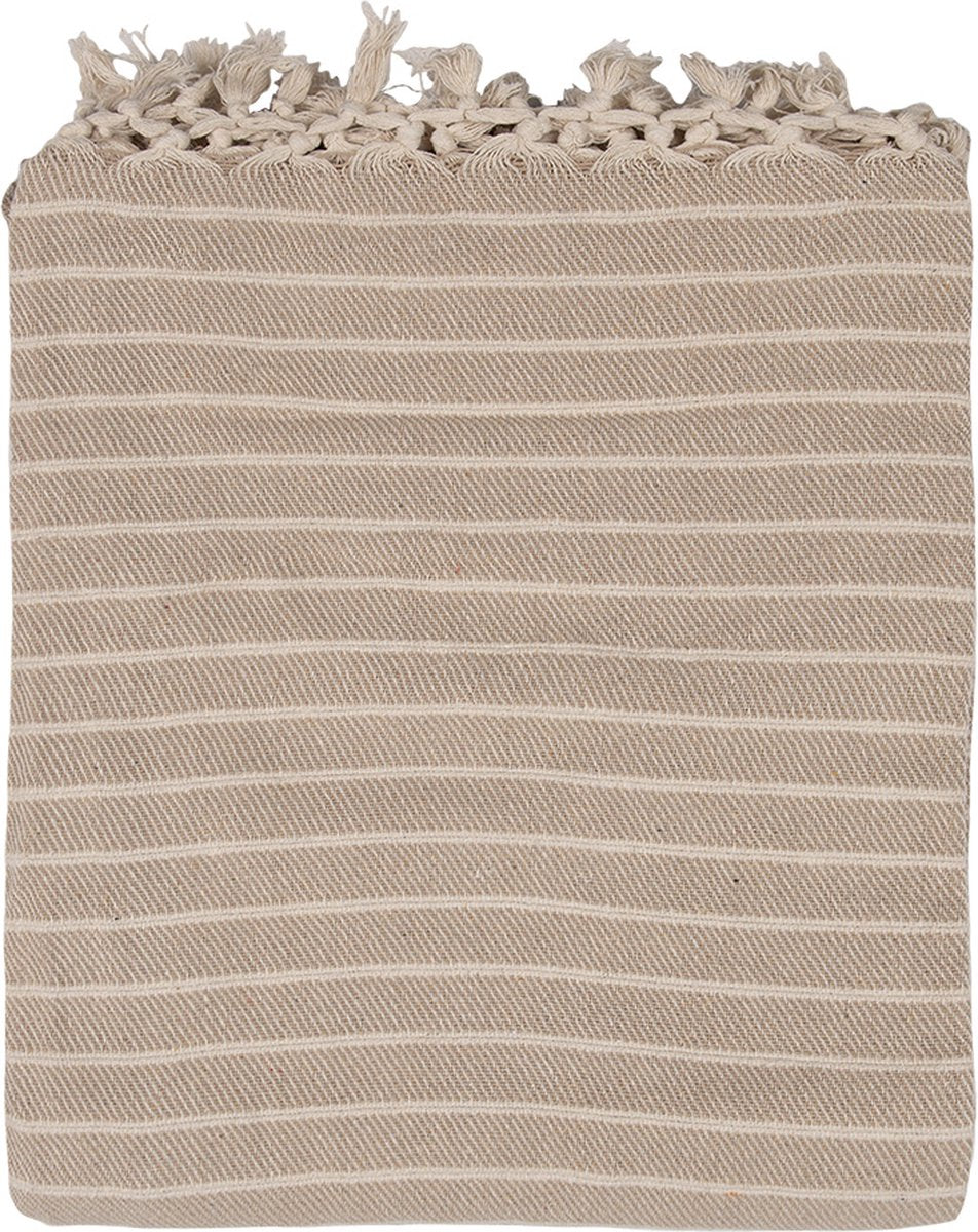 Clayre & Eef Plaid 125x150 cm Beige Katoen Strepen Deken