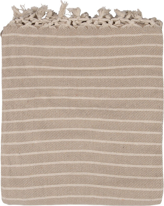 Clayre & Eef Plaid 125x150 cm Beige Katoen Strepen Deken