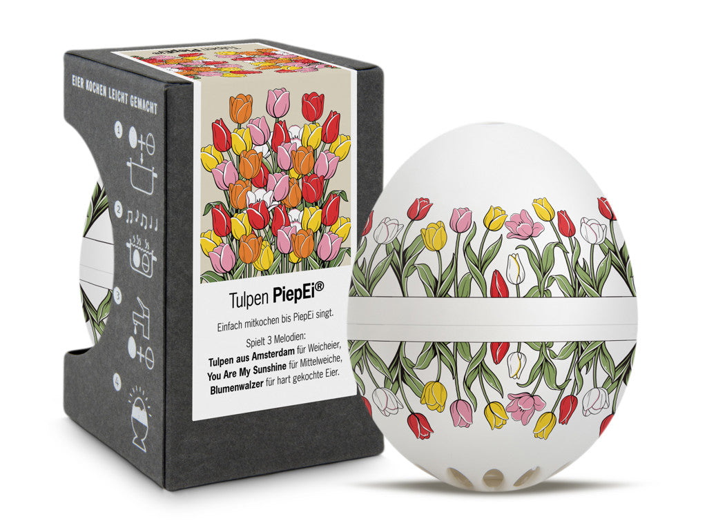 Brainstream Tulpen piepei – Eierwekker voor Zachte, Medium en Harde Eieren – Met Melodieën – Cadeau voor Kookliefhebbers
