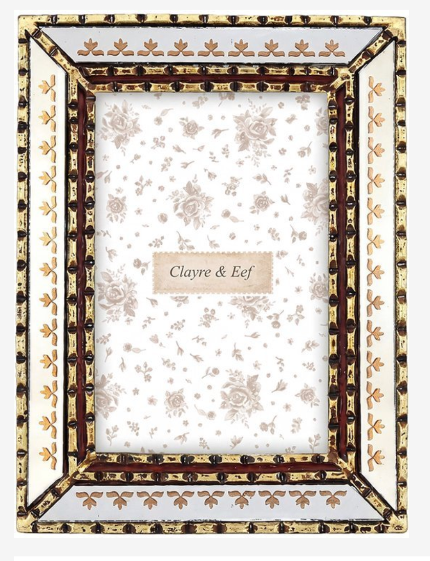 Clayre & Eef Fotolijst Barok Goud/Wit met Bloemdetail 10x15