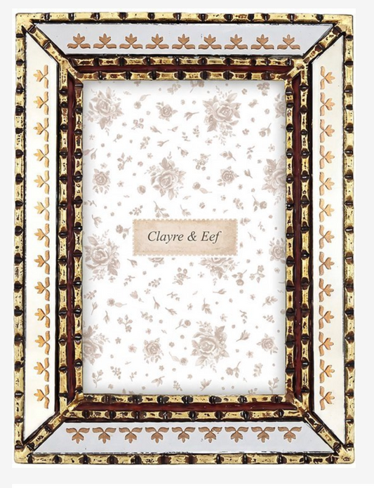 Clayre & Eef Fotolijst Barok Goud/Wit met Bloemdetail 10x15