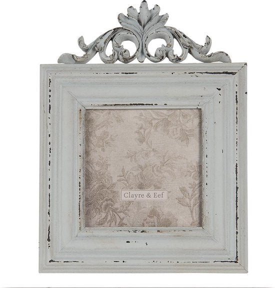 Clayre & Eef Fotolijst 16*2*21 cm / 10*10 cm Blauw MDF, Glas Rechthoek Fotokader Wissellijst Foto Frame