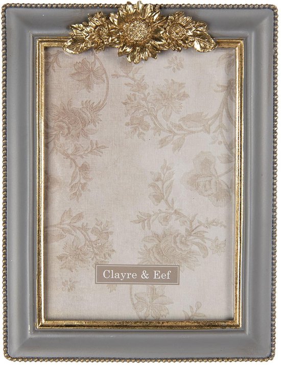 Clayre & Eef Fotolijst 17*2*22 cm / 13*18 cm Grijs Kunststof / Glas Rechthoek Fotokader Wissellijst Foto Frame
