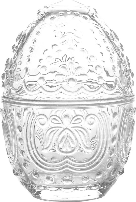 Clayre & Eef Glazen potje Ei Ø 10x14 cm Transparant Glas Rond Potje Voorraadpot