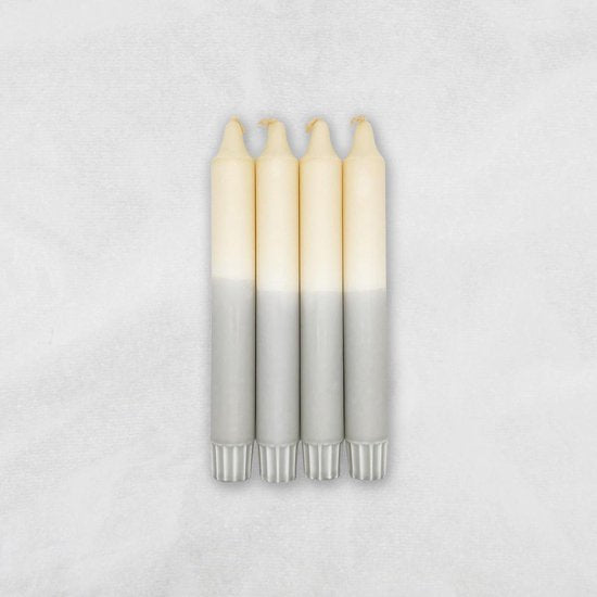 MingMing - Milkshake x Cool Grey - Dip Dye Kaarsen - set van 4 - handgemaakte kaarsen - dinerkaarsen