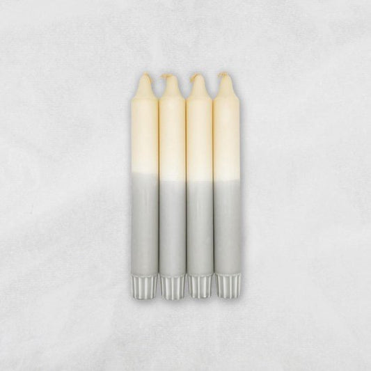 MingMing - Milkshake x Cool Grey - Dip Dye Kaarsen - set van 4 - handgemaakte kaarsen - dinerkaarsen