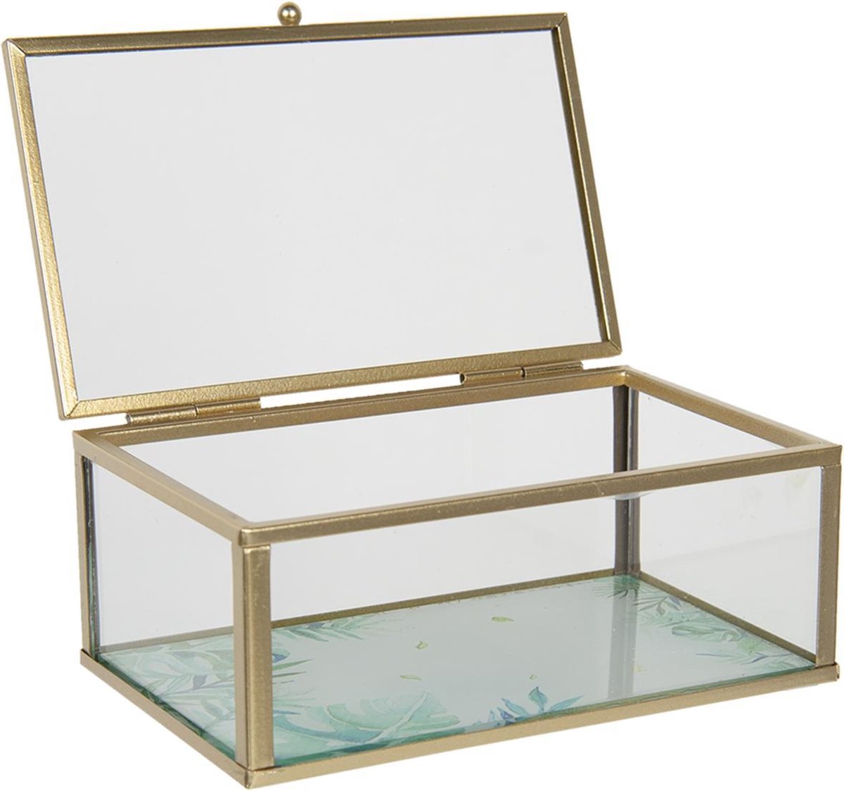 Clayre & Eef Sieradendoos 14x8x6 cm Glas Rechthoek Juwelendoos Sieraden box Sieradenkist