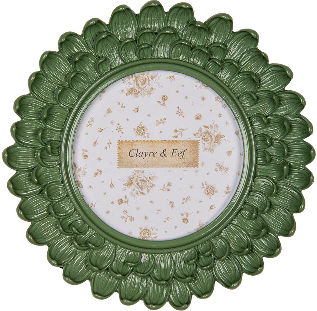 Clayre & Eef Fotolijst Ø 10 cm Groen Kunststof Glas Rond