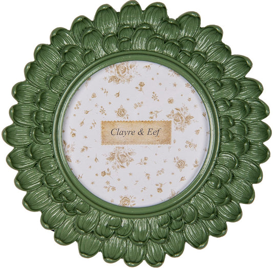 Clayre & Eef Fotolijst Ø 10 cm Groen Kunststof Glas Rond
