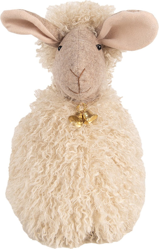 Clayre & Eef Deurstopper Schaap 20x21x28 cm Beige Stof