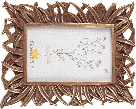 Clayre & Eef Fotolijst 10x15 cm Goudkleurig Kunststof Fotokader Wissellijst Foto Frame
