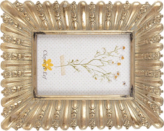 Clayre & Eef Fotolijst 10x15 cm Goudkleurig Kunststof Glas Fotokader Wissellijst Foto Frame