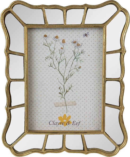 Clayre & Eef Fotolijst 13*18 cm Goudkleurig Kunststof Fotokader Wissellijst Foto Frame