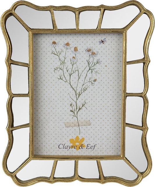 Clayre & Eef Fotolijst 13*18 cm Goudkleurig Kunststof Fotokader Wissellijst Foto Frame
