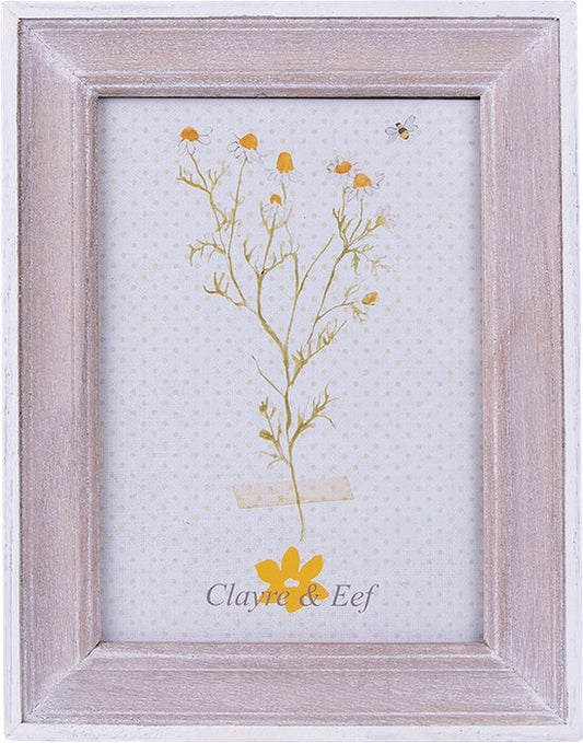 Clayre & Eef Fotolijst 13x18 cm Bruin Wit Hout Rechthoek Fotokader Wissellijst Foto Frame